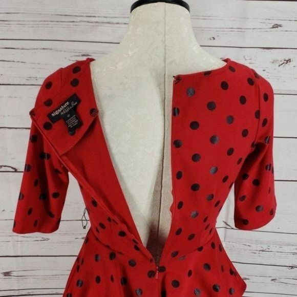 Robbie Bee red polka dot peplum 4P Dress‎ - Picture 7 of 8